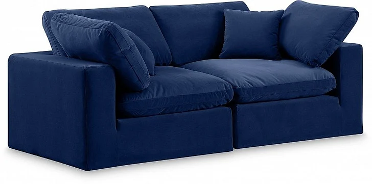 Meridian Comfy Velvet Sofa in Navy Velvet 189Navy-S80