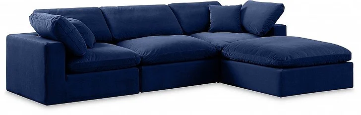 Meridian Comfy Velvet Sectional in Navy Velvet 189Navy-Sec4A