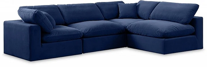 Meridian Comfy Velvet Sectional in Navy Velvet 189Navy-Sec4B