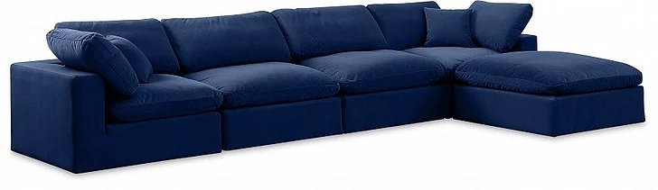 Meridian Comfy Velvet Sectional in Navy Velvet 189Navy-Sec5A