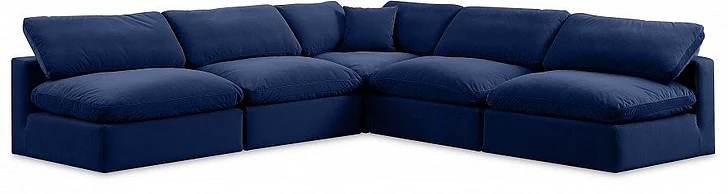 Meridian Comfy Velvet Sectional in Navy Velvet 189Navy-Sec5B