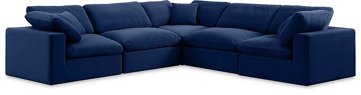 Meridian Comfy Velvet Sectional in Navy Velvet 189Navy-Sec5C