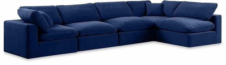Meridian Comfy Velvet Sectional in Navy Velvet 189Navy-Sec5D