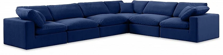Meridian Comfy Velvet Sectional in Navy Velvet 189Navy-Sec6A