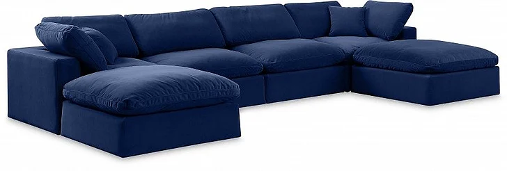 Meridian Comfy Velvet Sectional in Navy Velvet 189Navy-Sec6B