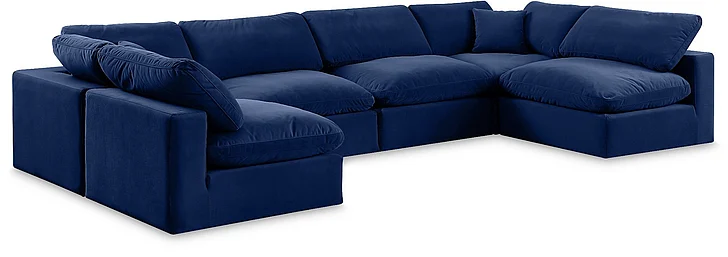 Meridian Comfy Velvet Sectional in Navy Velvet 189Navy-Sec6D