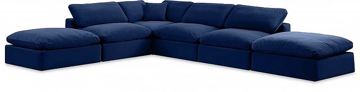 Meridian Comfy Velvet Sectional in Navy Velvet 189Navy-Sec6E