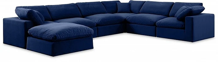 Meridian Comfy Velvet Sectional in Navy Velvet 189Navy-Sec7A