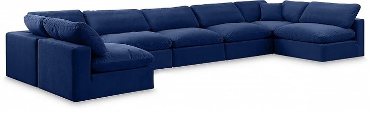 Meridian Comfy Velvet Sectional in Navy Velvet 189Navy-Sec7B