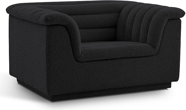 Meridian Cascade Boucle Fabric Chair in Black Boucle Fabric 191Black-C