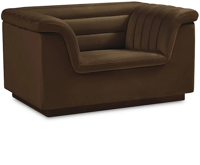 Meridian Cascade Boucle Fabric Chair in Brown Boucle Fabric 191Brown-C