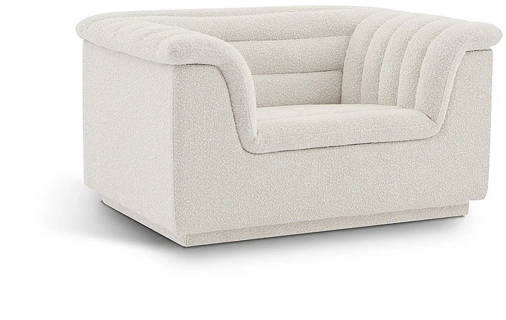 Meridian Cascade Boucle Fabric Chair in Cream Boucle Fabric 191Cream-C