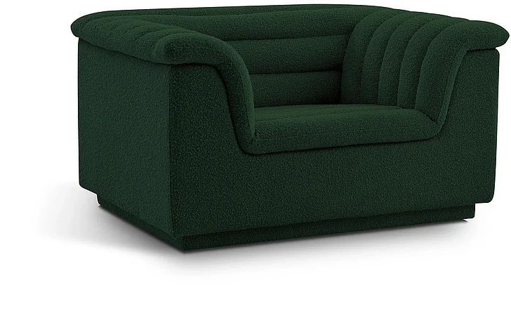 Meridian Cascade Boucle Fabric Chair in Green Boucle Fabric 191Green-C