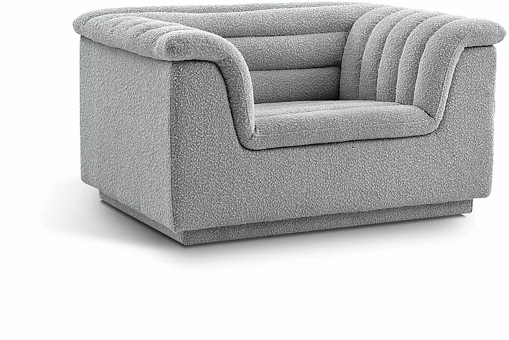 Meridian Cascade Boucle Fabric Chair in Grey Boucle Fabric 191Grey-C
