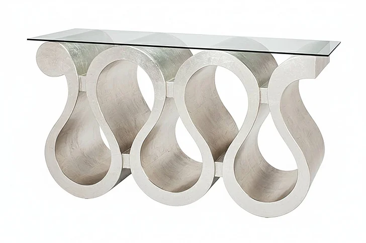 Artmax Console Table with Glass in Silver 1971-D