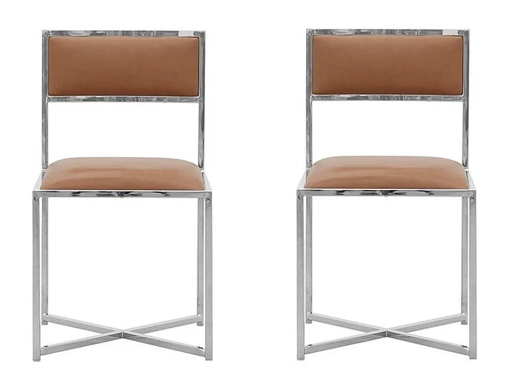 Modus Amalfi X-Base Dining Chair in Cognac/Chrome 1A8366X (Set of 2)