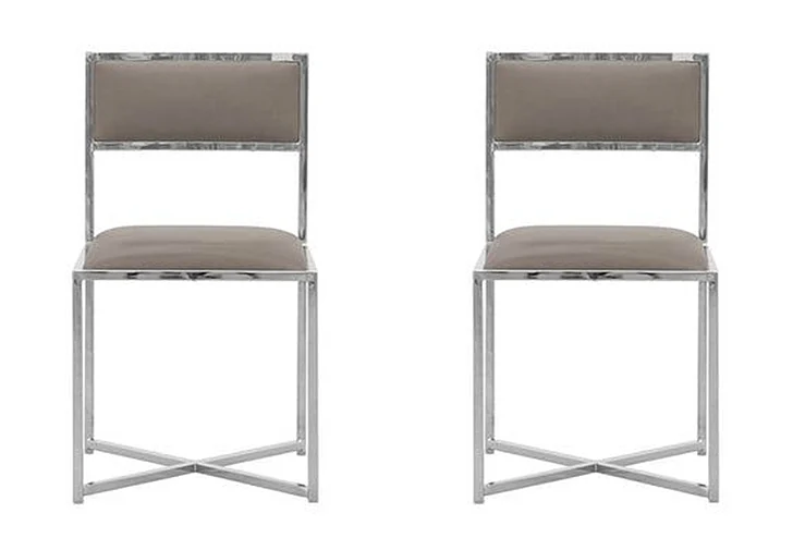 Modus Amalfi X-Base Dining Chair in Taupe/Chrome 1AE266X (Set of 2)