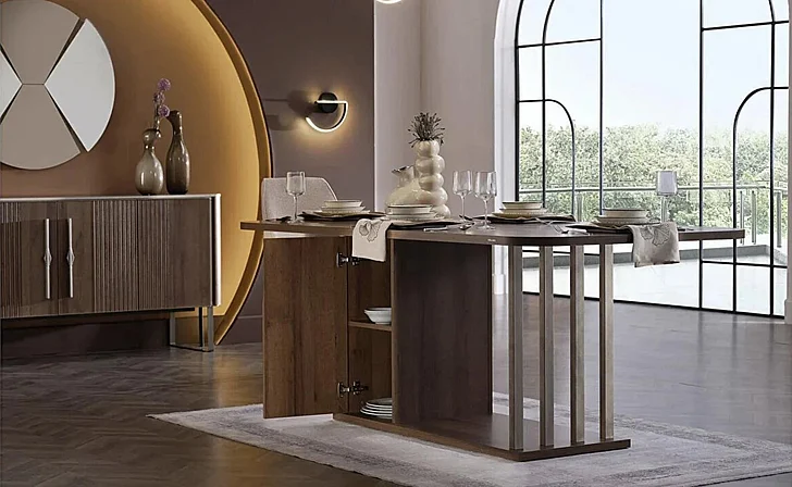 Bellona Furniture Mirante Dining Table in Warm Walnut 20-MIR-DINING TABLE