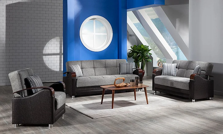Bellona Furniture Luna 2-Piece Living Room Set in Fulya Gray