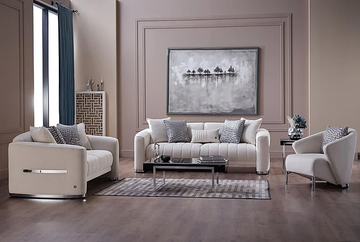 Bellona Furniture Venice 2-Piece Living Room Set in Merit Cream