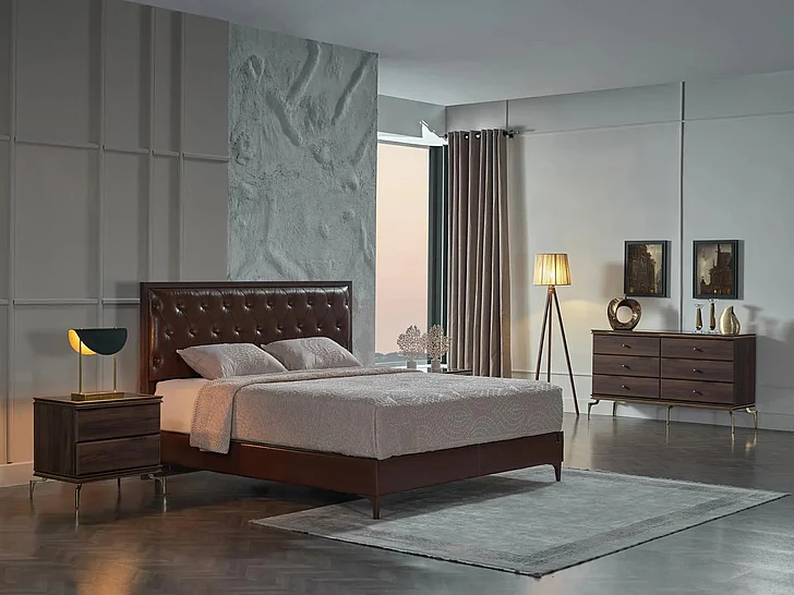 Bellona Furniture Montego 3-Piece Storage Bedroom Set in Walnut