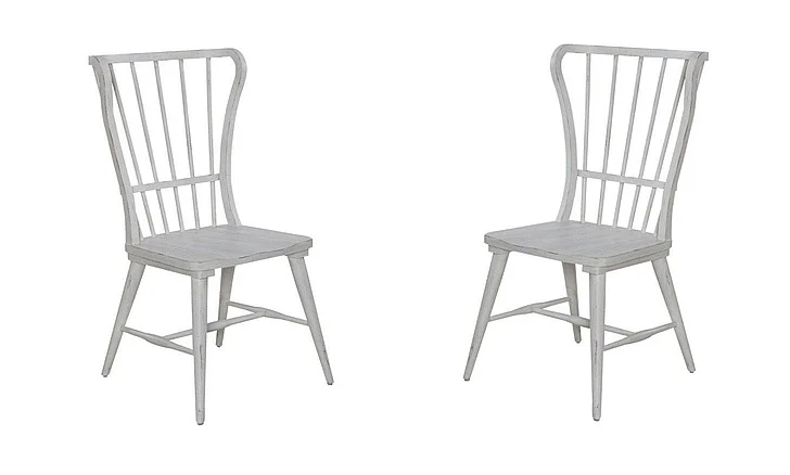 Liberty Furniture River Place Windsor Back Side Chair (Set of 2) in Riverstone White & Tobacco 237-C1000S