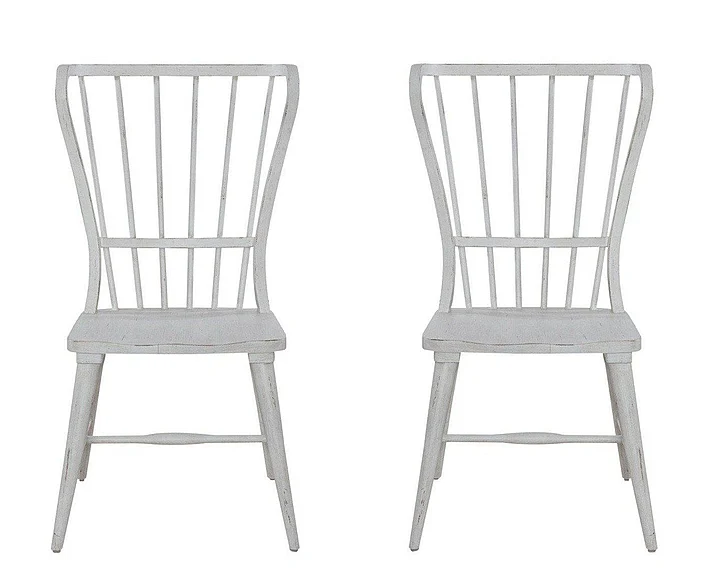 Liberty Furniture River Place Windsor Back Side Chair (Set of 2) in Riverstone White & Tobacco 237-C1000S