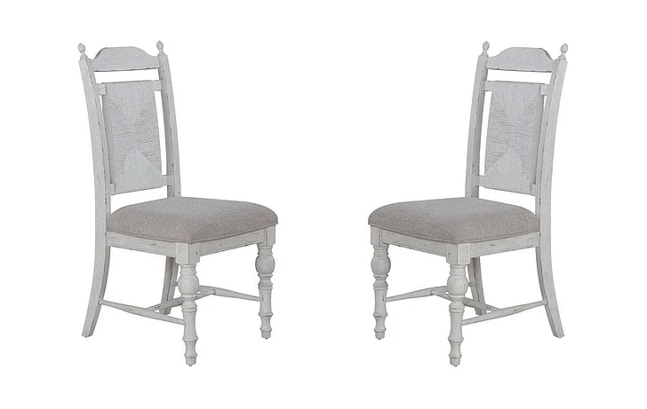 Liberty Furniture River Place Panel Back Side Chair (Set of 2) in Riverstone White & Tobacco 237-C9101S