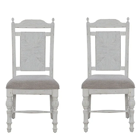 Liberty Furniture River Place Panel Back Side Chair (Set of 2) in Riverstone White & Tobacco 237-C9101S