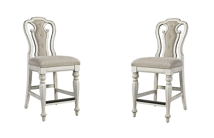 Liberty Furniture Magnolia Manor Upholstered Counter Height Chair in Antique White (Set of 2) 244-B650124