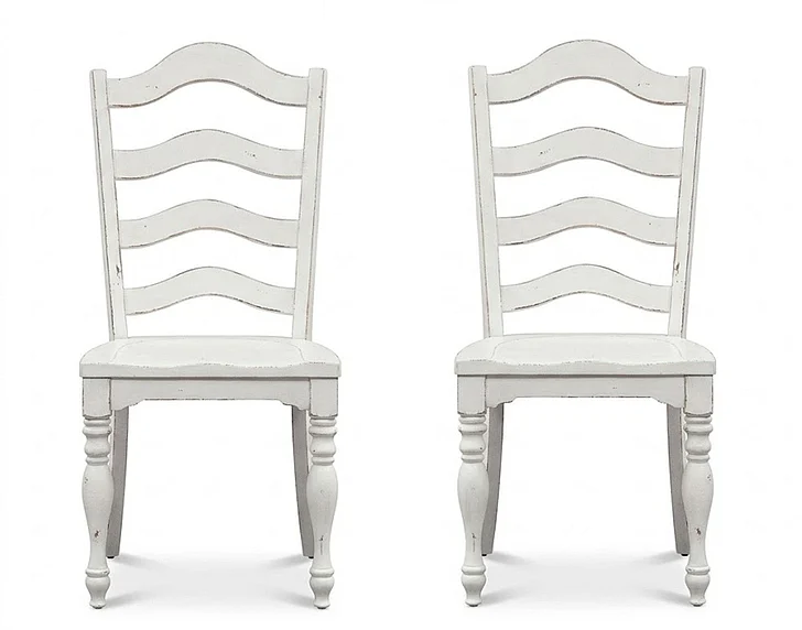 Liberty Furniture Magnolia Manor Ladder Back Side Chair in Antique White (Set of 2) 244-C2000S