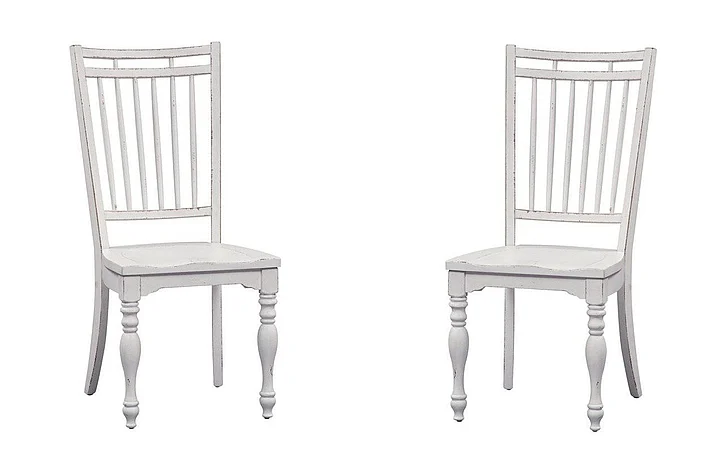 Liberty Furniture Magnolia Manor Spindle Back Side Chair (Set of 2) in Antique White 244-C4000S