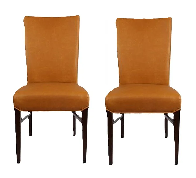 NPD Milton Bonded Leather Dining Chair Wenge Legs in Vintage Caramel (Set of 2) 268239B-V07
