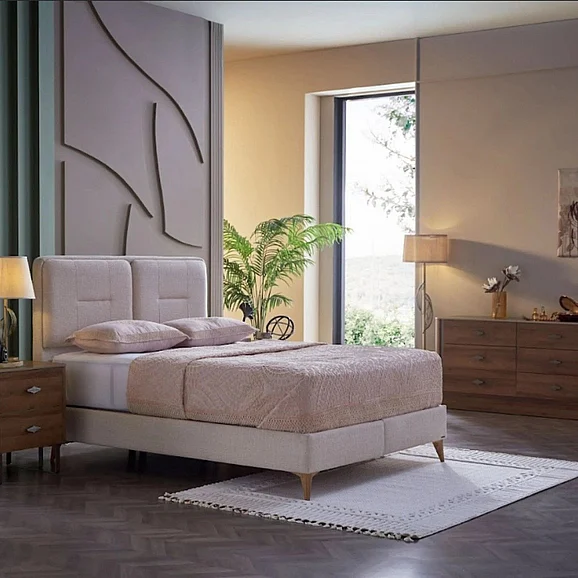 Bellona Furniture Mirante 4-Piece Storage Bedroom Set in Luxe Cream