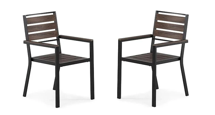 Transformer Table Outdoor Dining Chair (Set of 2) in Dark Walnut & Black 31327