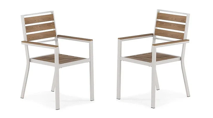 Transformer Table Outdoor Dining Chair (Set of 2) in Light Oak & Light Grey 31328