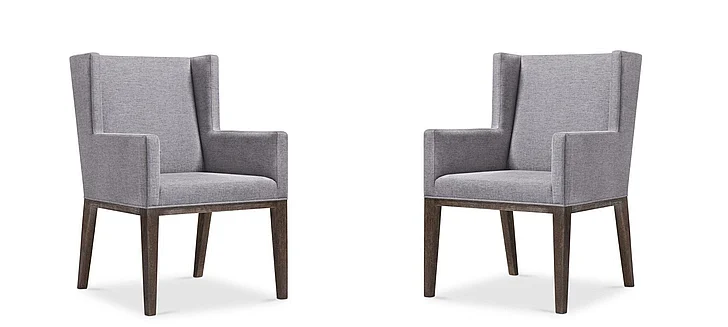 Bernhardt Linea Upholstered Arm Chair in Cerused Charcoal (Set of 2) PROMO