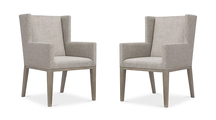 Bernhardt Linea Upholstered Arm Chair in Cerused Greige (Set of 2) PROMO