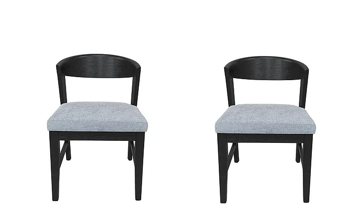 Alpine Furniture Cove Wood Back Chairs (Set of 2) Vintage Black 3859-23