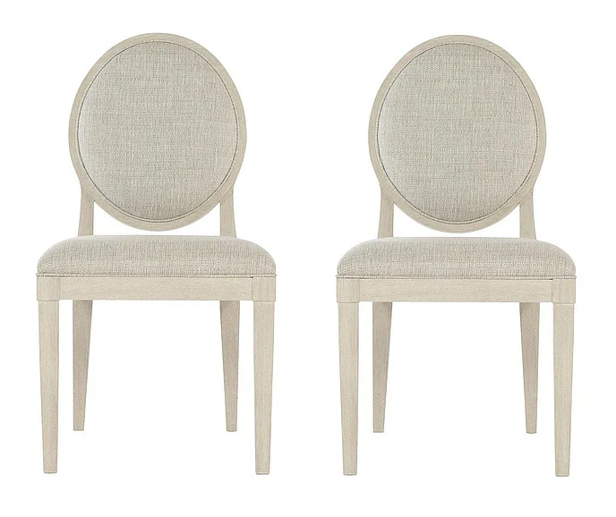 Bernhardt East Hampton Oval Back Side Chair in Cerused Linen (Set of 2)