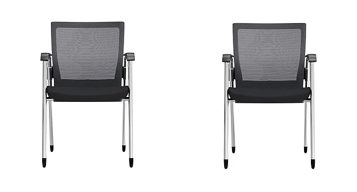 Euro Style Oroblanco Visitor Chair in Black Mesh and Fabric Seat with Chrome Frame 403B (Set of 2)