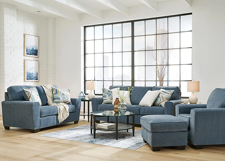 Cashton 3-Piece Livingroom Set in Blue