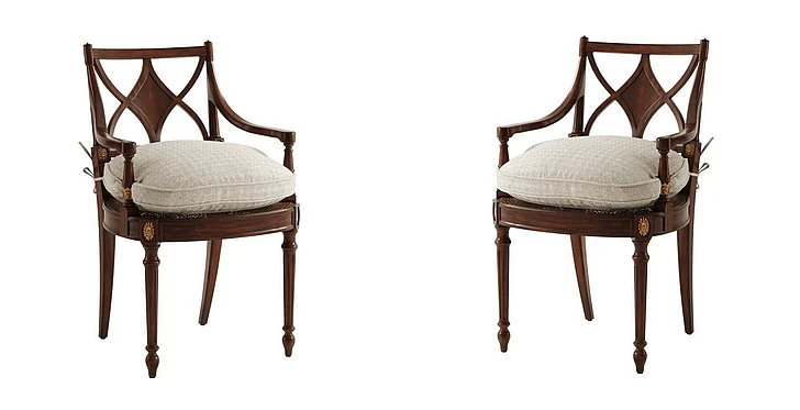 Theodore Alexander TA Originals Sheraton's Dainty Chair in Ramsey Mahogany/Antique Rattan 4100-485.1AQP (Set of 2)