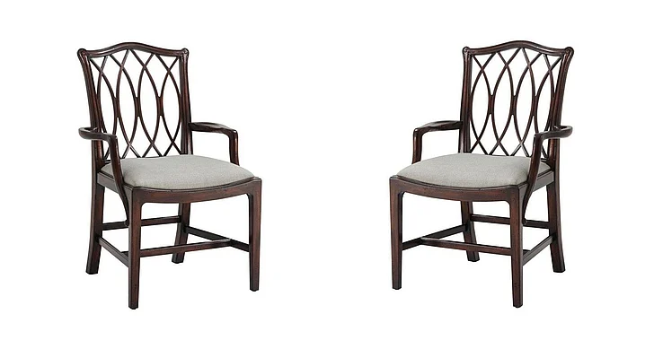 Theodore Alexander TA Originals The Trellis Dining Arm Chair in Antique Ramsey Mahogany 4100-486.1BFF (Set of 2)