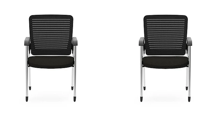 Euro Style Eon Visitor Chair in Black with Chromed Steel Frame 414B (Set of 2)