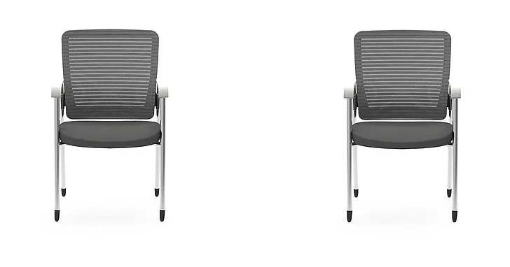 Euro Style Eon Visitor Chair in Gray with White Back Frame/Arm Pads and Chromed Steel Frame/Legs 414W (Set of 2)