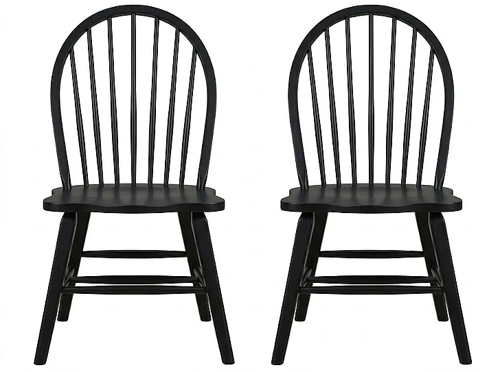 Liberty Furniture Hearthstone Windsor Back Side Chair in Black (Set of 2) 482-C1000S
