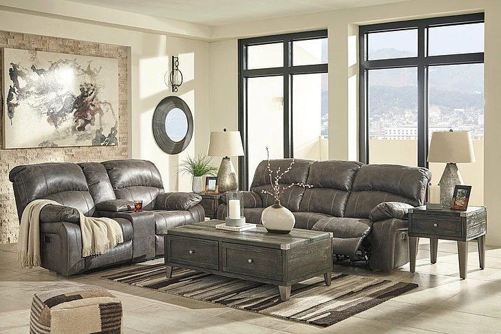 Dunwell 2-Piece Power Reclining Livingroom Set in Steel