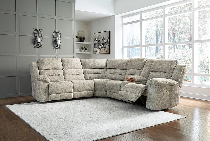 Family Den 3-Piece Power Reclining Sectional in Pewter 51802