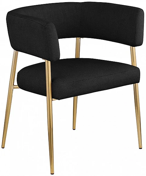 Meridian Creston Linen Textured Fabric Dining Chair in Black Durable Linen Textured Fabric 534Black-C